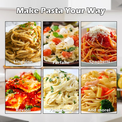 Pasta Maker Machine With 7 Adjustable Thickness Settings, Stainless Steel Manual Noodle Maker,Pasta Roller& Cutters With Removable Handle and Clamp For Kitchen