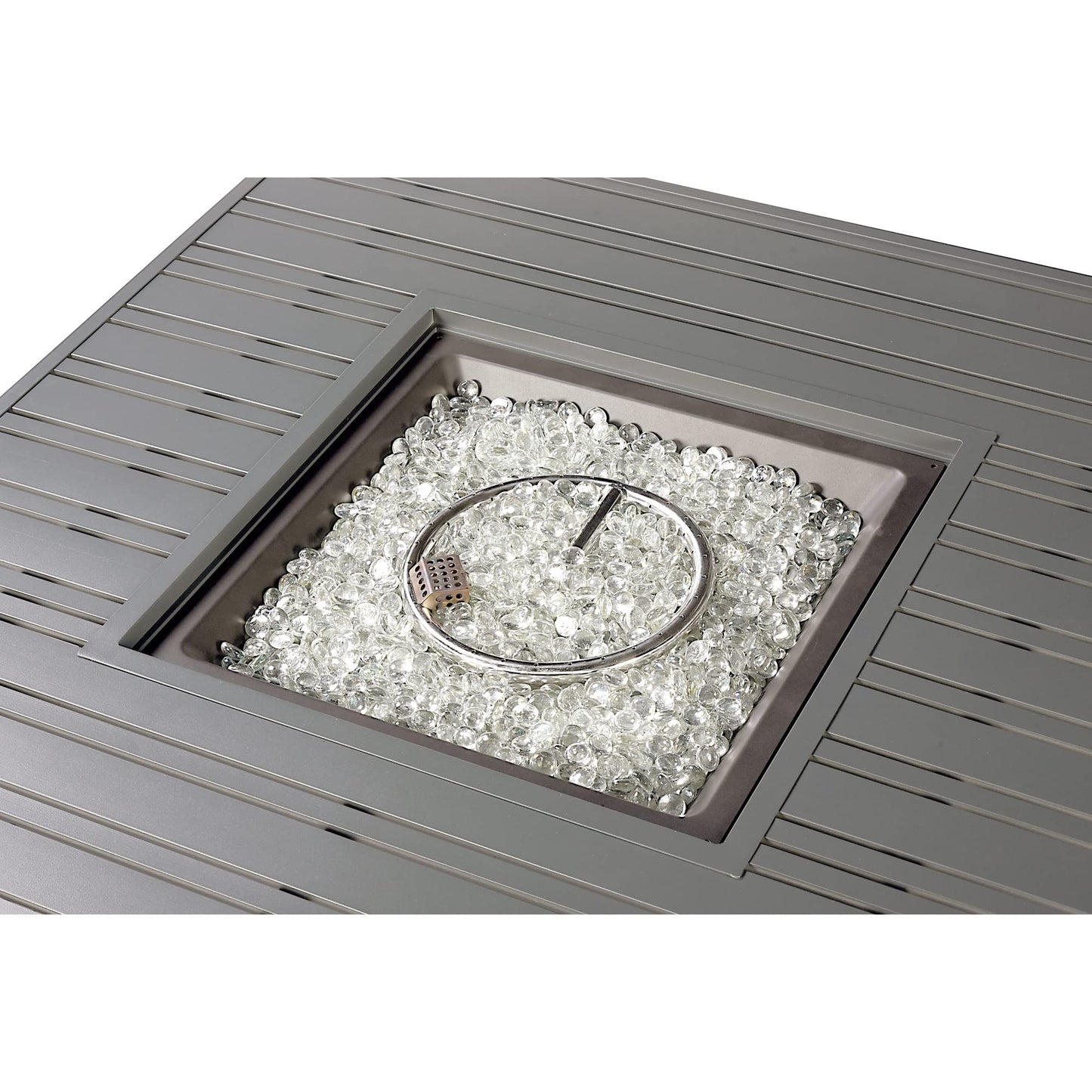 Oakland Living Square 42 in. x 42 in. Aluminum Propane Fire Pit Table with Glass Beads, Two Covers, Lid, 57,000 BTUs in Grey Finish