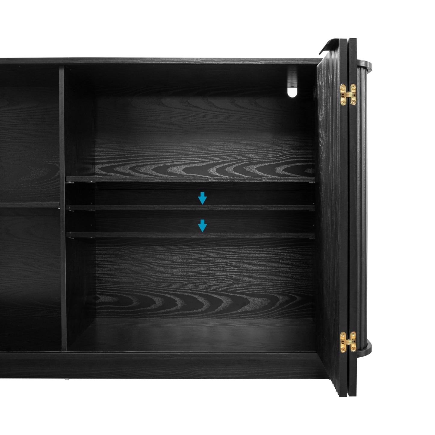 GDFStudio 63" Mid Century Modern Buffet Cabinet with Wavy Doors, Wood Sideboard Cabinet with Adjustable Shelves & 2 Doors, Storage Credenza Console Table for Dining Room Living Room Entryway, Black