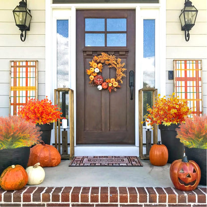 Grunyia 12 Bundles Artificial Fall Flowers UV Resistant Autumn Decorations for Thanksgiving Home Kitchen Room Farmhouse Floral Arrangements Indoor Outdoor