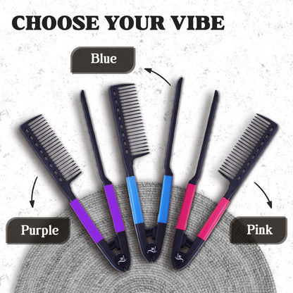 Herstyler Hair Straightening Comb - Straightener Comb for Flat Iron - Makes Styling Easy - Get Straight Hair in Minutes (Pink)