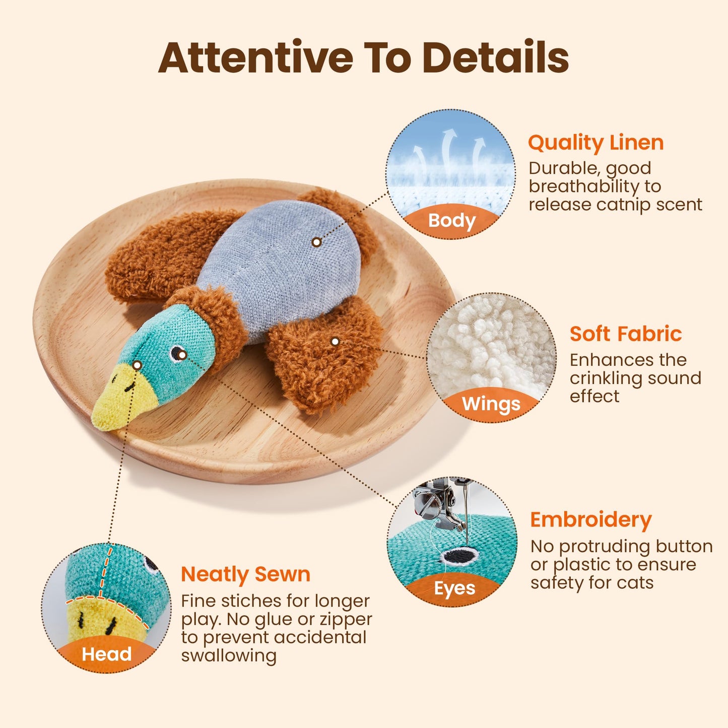 Potaroma Birds Cat Toys, 2 Pack Catnip Toys Soft Durable, Crinkle Sound Kicker Toys for Interactive Indoor Kitten Exercise 6.5 Inches for All Breeds