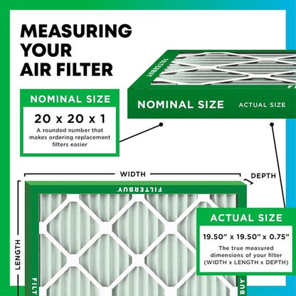 Filterbuy 20x20x1 Air Filter - MERV 11 Pet & Allergy Defense | 6-Pack Electrostatic Pleated HVAC Filters