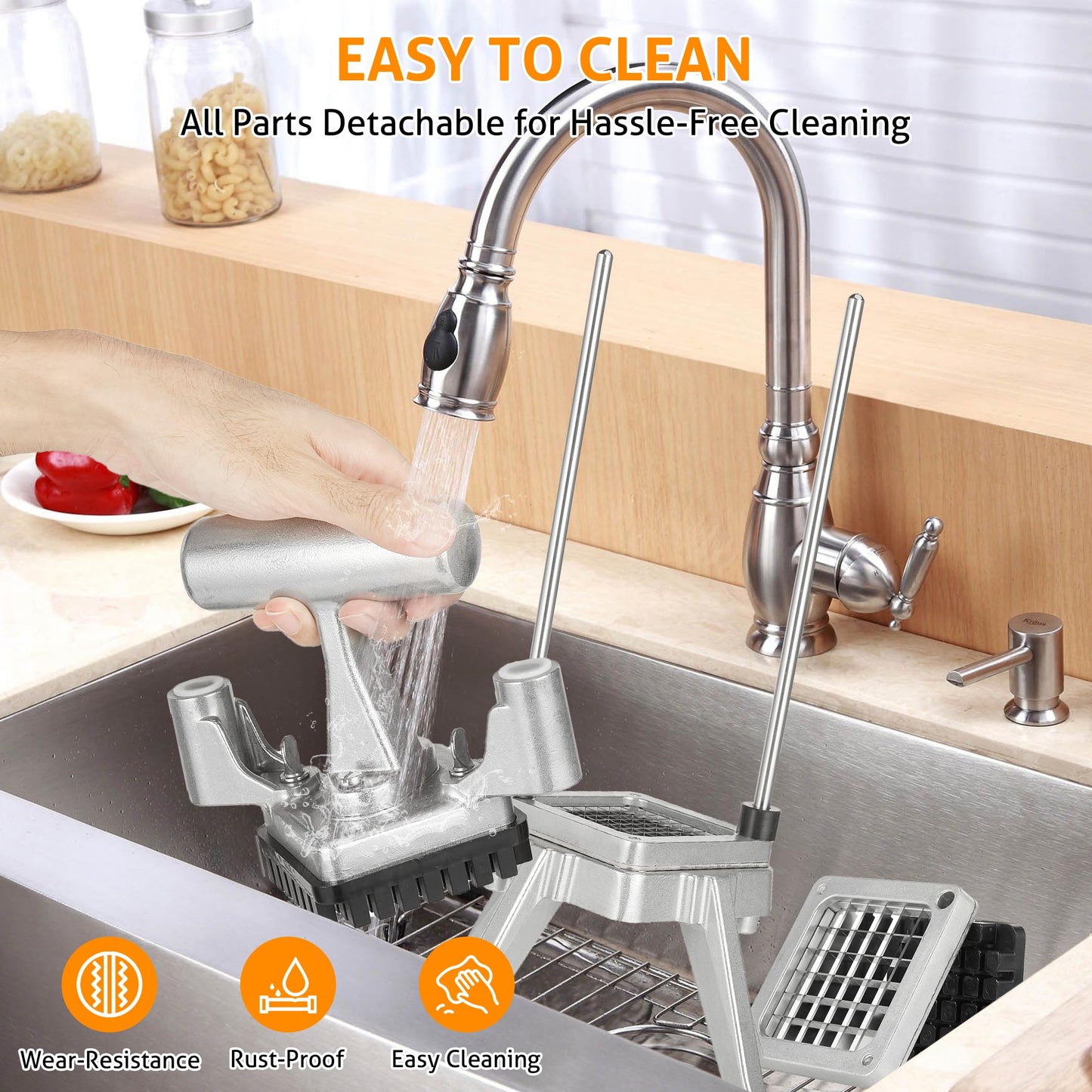 WICHEMI Commercial Chopper Vegetable Cutter Fruit Dicer w/3 Blades Commercial Onion Chopper Dicer Professional Food Dicer Heavy Duty Stainless Steel French Fry Cutter for Home Kitchen Restaurant Use