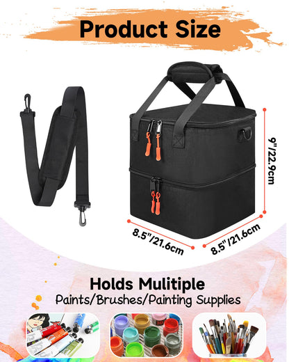 ZOMICE Acrylic Paint Organizer Bag for 72 Bottles (2 oz), Portable Acrylic Paint Storage Case with Shoulder Strap & Handle,Double Layer Art Supply Carrying Bag with Removable Dividers & Extra Pocket