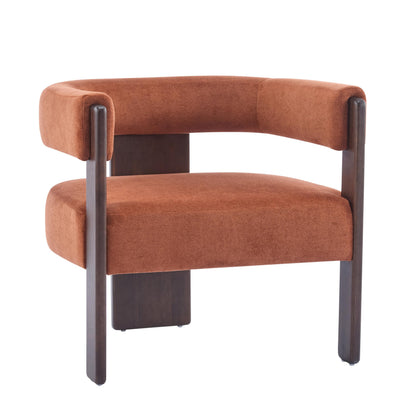 Christopher Knight Home Nettie Modern Accent Chair for Living Room, Velvet Fabric Single Lounge Sofa Chair with Wooden Frame, Comfy Reading Chair for Bedroom, Lounge Armchair with Cushion,Burnt Orange