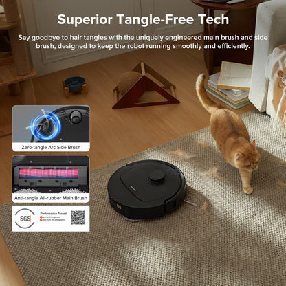 roborock Qrevo Series Robot Vacuum and Mop, 8000Pa Suction, Upgraded from Qrevo S, Anti-Tangle Brushes, Smart Obstacle Avoidance, Auto Mop Washing, All-in-One Dock, 200RPM Spinning Mops, Black(QV 35A)