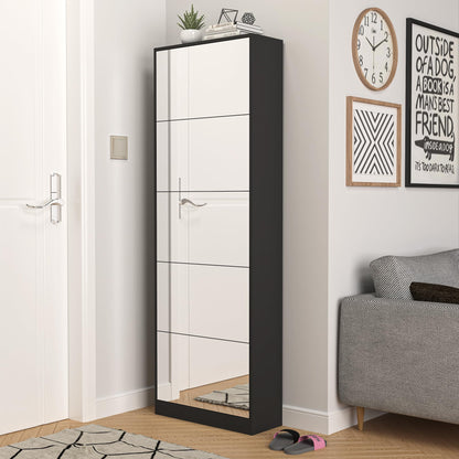 Organizedlife Shoe Storage Cabinet with Full Length Mirror, 30 Pairs & 5 Flip Drawer, Free Standing Shoe Rack Cabinet, Narrow Shoes Organizer for Front Door, Entryway (2-Shelf of Drawers, Black)