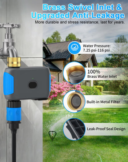 Smartale WiFi Sprinkler Timer, Smart Bluetooth Hose Timer, Programmable Automatic Irrigation System with Remote APP, Compatible with Alexa Google, Watering for Outdoor Garden Yard Lawn, 1 Outlet