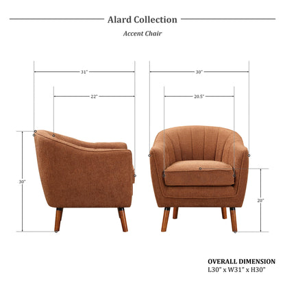 Lexicon Alard Tufted Fabric Barrel Accent Chair, Rust