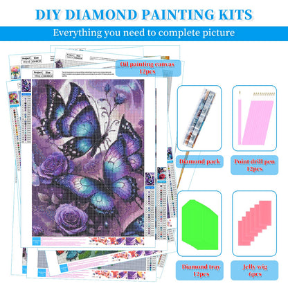 12 Pack Flowers Diamond Art Kits Packs for Adults, 5D Diamond Painting Kit Sets with Tools for Beginners DIY Full Drill Diamonds Paintings Crafts Gem Art by Number Gift Home Wall Decor (12x16 Inch)