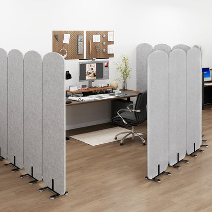 Natwind 3-Panel Office Room Divider, 73.2 x 71 inches Portable Office Partition, Freestanding Folding Privacy Wall for Cubicle & Temporary Indoor Space Separation (Grey)