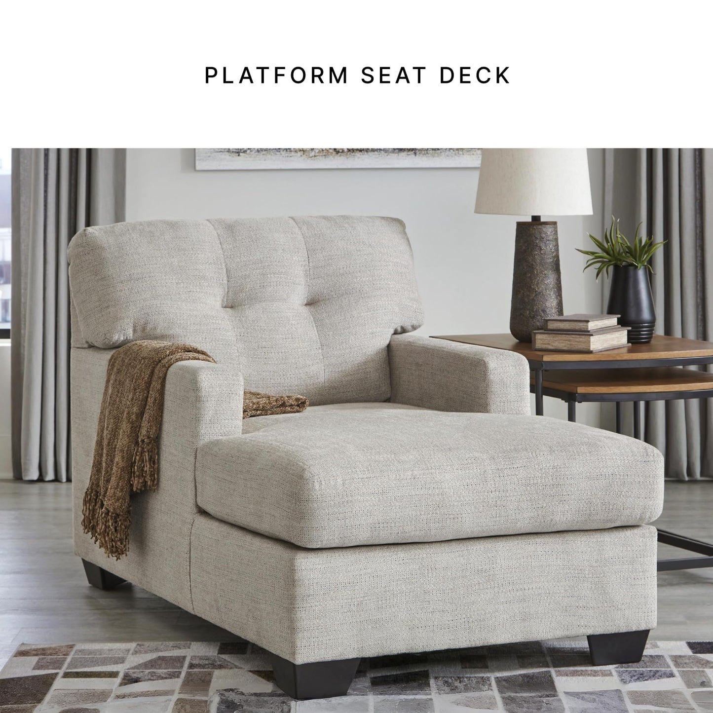 Signature Design by Ashley Mahoney Contemporary Tufted Upholstered Chaise, Beige