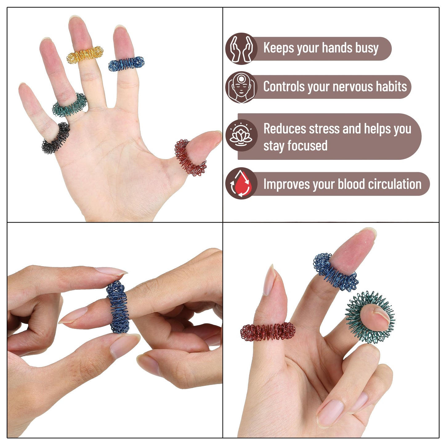 Mr. Pen- Spiky Sensory Rings, 10 Pack, Stress Relief Fidget Sensory Toys, Fidget Rings, Fidget Ring for Anxiety, Stress Relief Rings, Massager for Fidget ADHD Autism, Silent Stress Reducer Ring