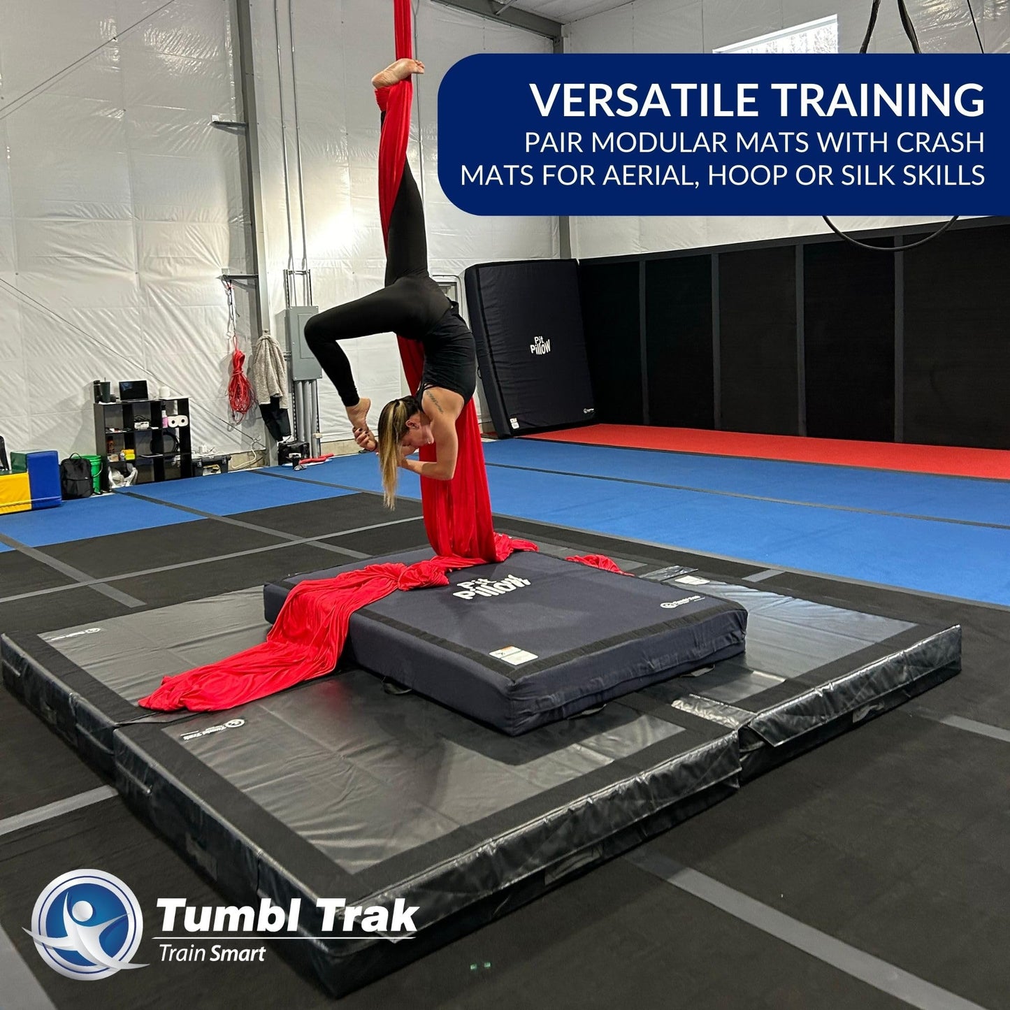 Tumbl Trak Modular Practice Mat - 5 Ft x 5 Ft x 8 in Thick - Build Your Own Crash Mat for Gymnastics, Cheerleading, Dance, Acro and Martial Arts (Purple)