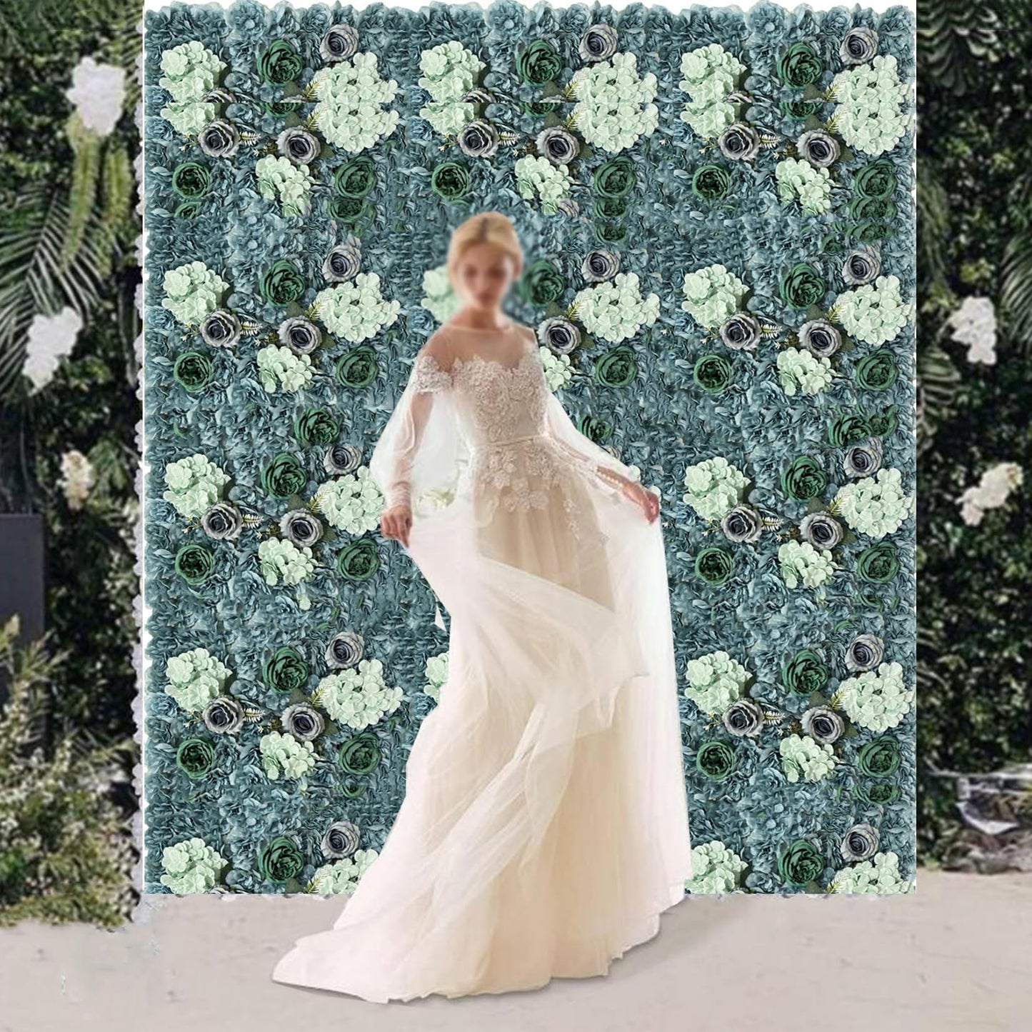 JIIPOREGJ Artificial Flower Backdrop 3D Flower Wall Panels 23.62 X 15.75 Inch,for Wedding Party Baby Bridal Shower Home Hanging Photo Background,10pcs