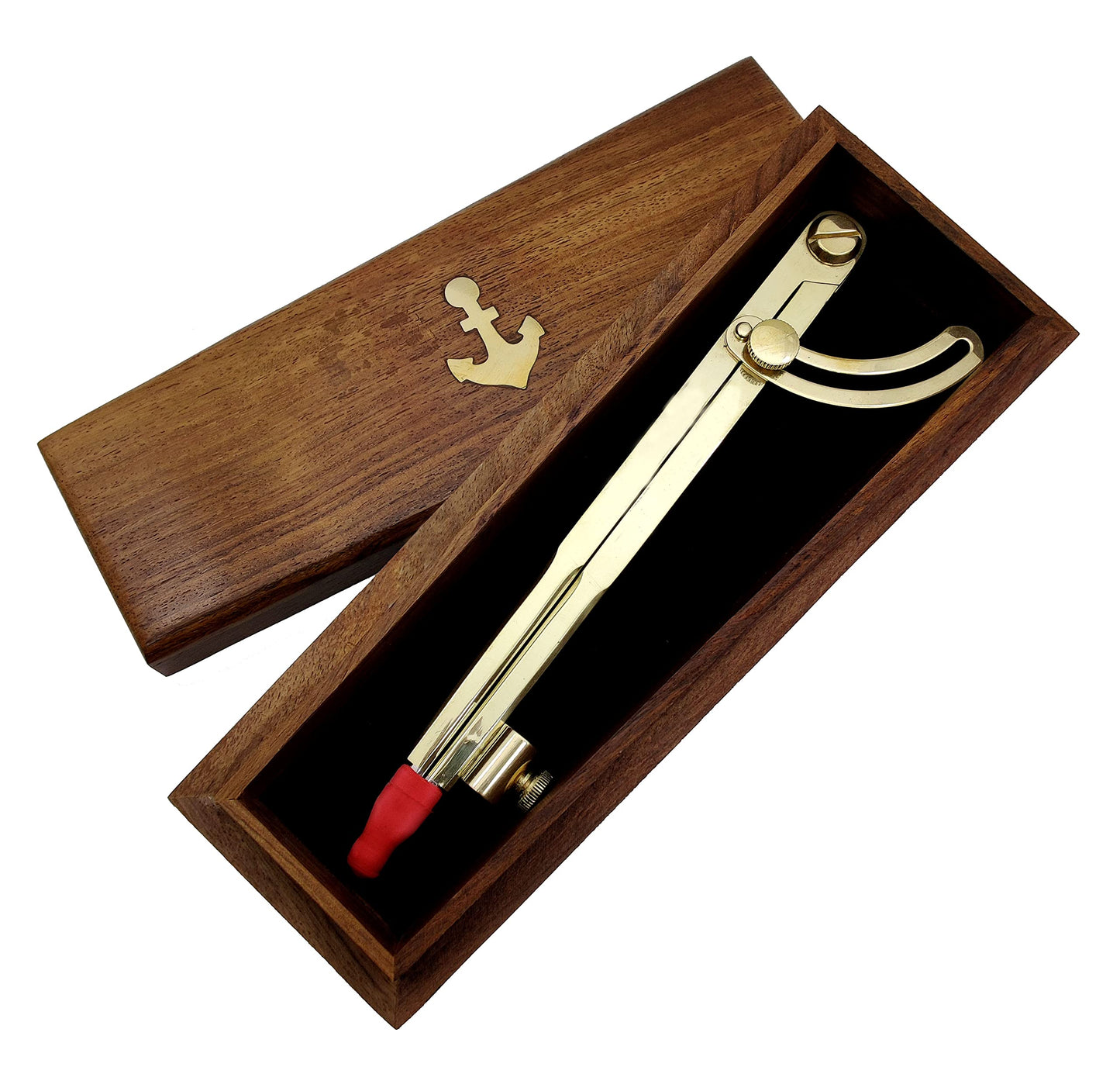 5MoonSun5's 8 Inch Large Pencil Marking Compass Circle Leather Scratch Compass Maker Scriber Marking Wing Divider, Ideal for Drawing Circles, Scribing Wood Metal, Drafting,Map Plotting with wooden box
