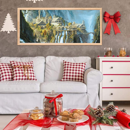 YALKIN 5D Diamond Painting Kits for Adults DIY Large Castle Full Round Drill (35.5x15.7in) Embroidery Pictures Arts Paint by Number Kits Diamond Painting Kits for Home Wall Decor