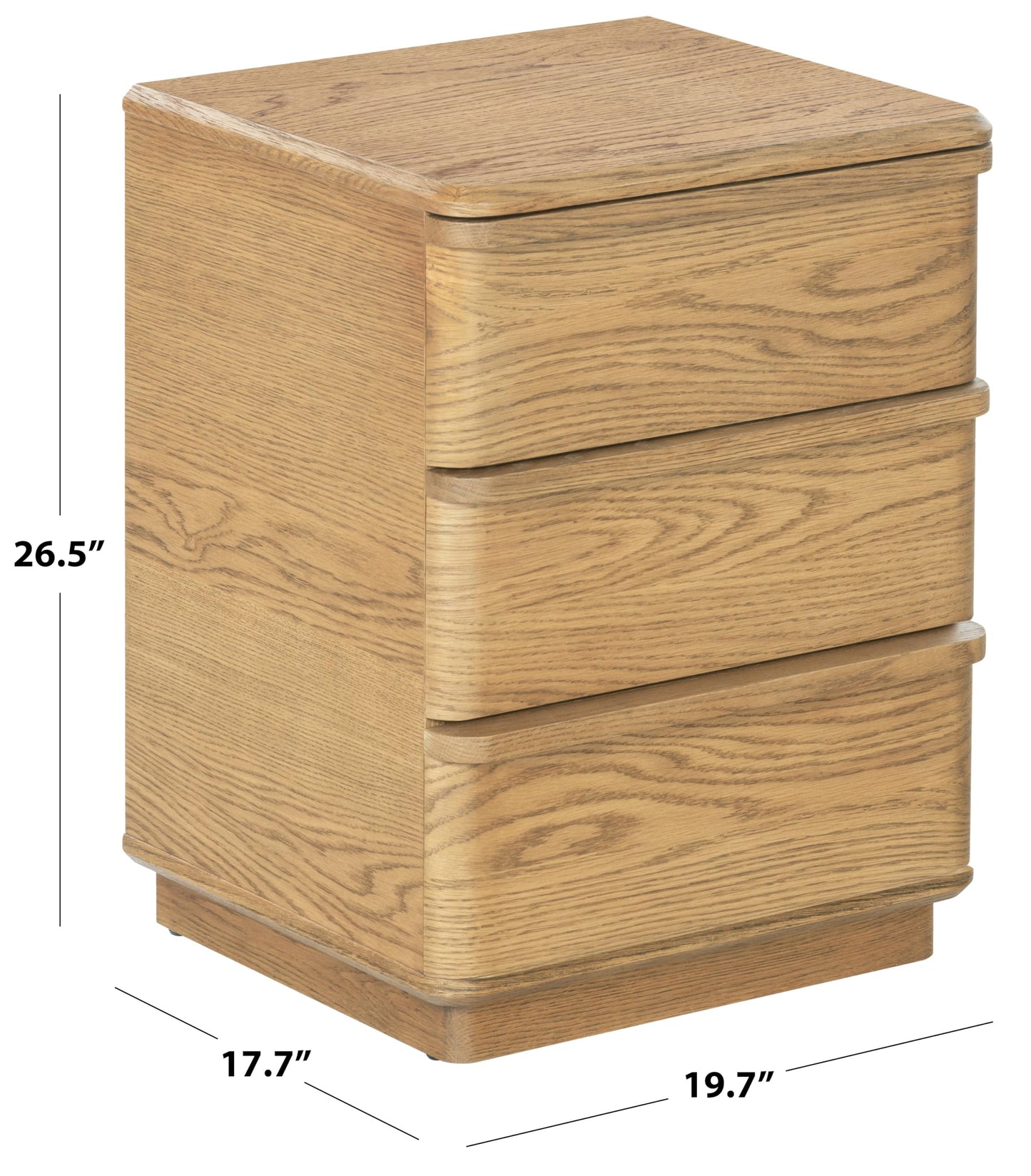 SAFAVIEH Couture Collection – Guillermo Natural 3 Drawer Wood Nightstand, Fully Assembled Modern Bedroom Storage Accent (SFV4270A)