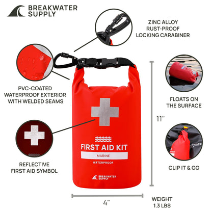 Breakwater Supply Waterproof Preparedness Pack, IP68 Submersible Airtight Backpack and Waterproof Marine First Aid Kit for Boating, Fishing, Kayaking (Fogland 25L Safari Tan Cordura)