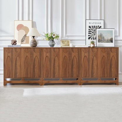 Bifins Sideboard Buffet Cabinet with Storage Set of 3, 94.5” Mid Century Modern Storage Cabinet with Adjustable Shelf and 6 Doors for Dining Room, Living Room,Entry