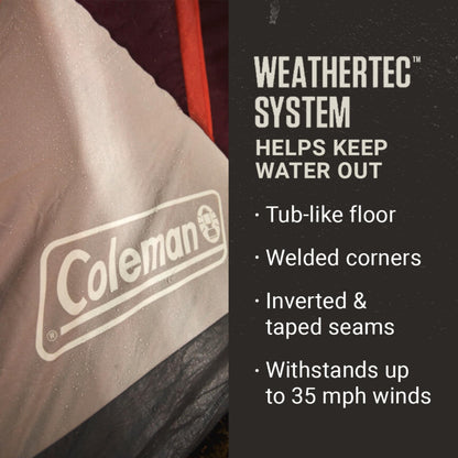 Coleman Skylodge Instant Tent with Rainfly, 4/6/8 Person Family Tent Sets Up in a Minute, Includes Pre-Attached Poles & Carry Bag