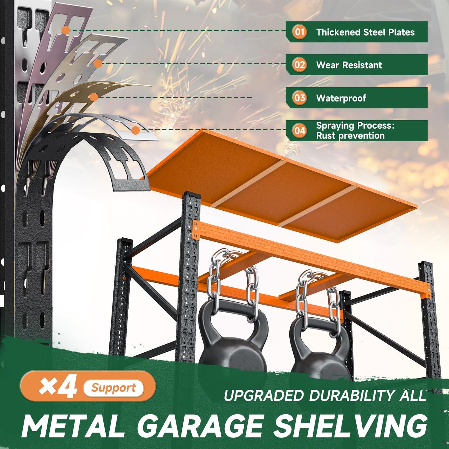 Letaya 6000LBS Heavy Duty Storage Shelves,79" H Metal Garage Shelving Units,4 Tier Large Tall Industrial Shelving,Adjustable Utility Rack Shelf for Warehouse,Basement (Orange, 79" W x 24" D x 79" H)