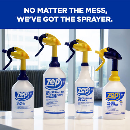 Zep Bleach Resistant Professional Sprayer Bottle - 32 oz (Pack of 2) - ZUPRO2-30 Foot Stream Spray or a Fine Mist, Adjustable Nozzle Measurements, Bleach Resistant for Up to a Year