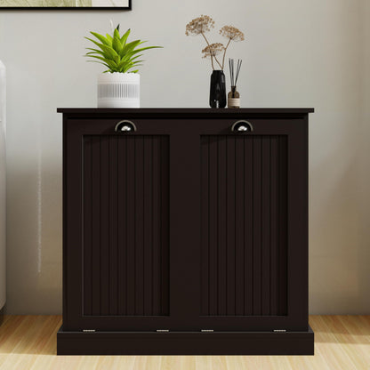 Two Compartment Tilt Out Laundry Sorter Cabinet Black