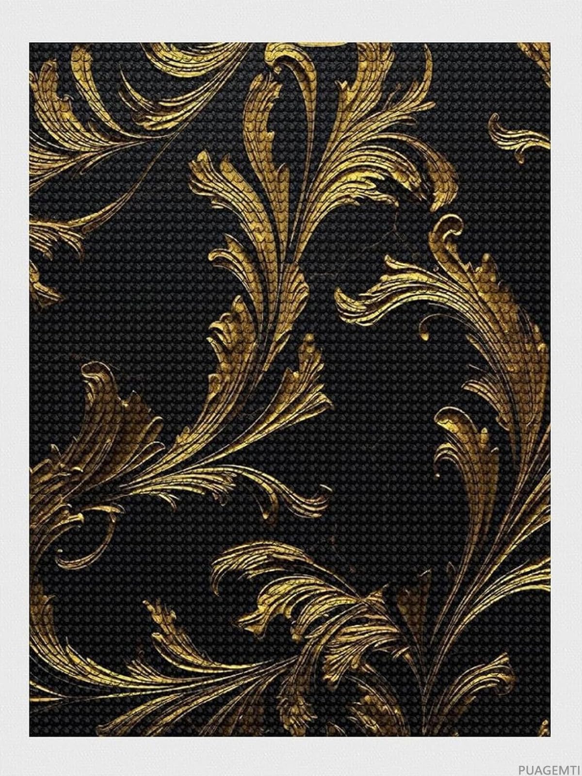 PUAGEMTI Diamond Painting Kits for Adults DIY Full Drill Diamond Dots Paintings Black and Gold Round 5D Diamonds Art Kits for Beginners Paint by Diamonds Gem Art for Home Wall Decor 12" x 16"