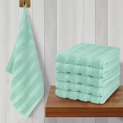 6PC (13"x13"), 100% Set VOOVA & MOVAS Waffle Mint Green Washcloth Cotton, Soft, Absorb & Lightweight, Quick Dry, Waffle