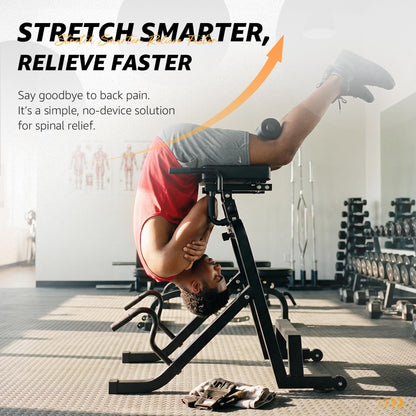 Heavy-Duty Inversion Equipment Roman Chair for Back Hyperextension and Core Strength Training, 350 lbs Capacity Decompression Bench for Home Gym