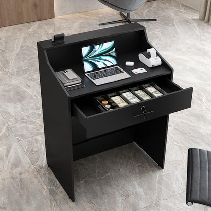 AGATEO Small Reception Desk with Drawer – Front Desk, Checkout Counter & Retail Counter – Cash Register Stand