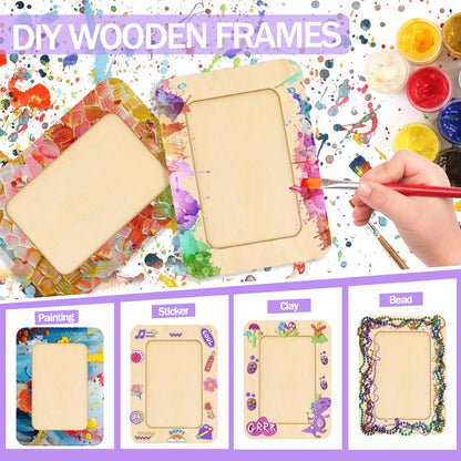 RYKOMO 20 Pack Wooden Picture Frames for Crafts, 4 x 6 Inch DIY Wood Picture Frames Unfinished Photo Frame for Valentine's Day Gift New Year Birthday Party Father's Day Mother's Day Wood Decor
