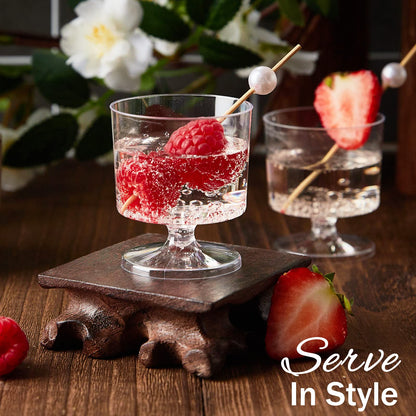 Zezzxu 100 x 2 oz Mini Dessert Cups with Spoons, Goblet - Disposable Appetizer Cup Mousse Cups Small Plastic Dessert Shot Glasses for Serving Individual Desserts, Cocktails, Trifle