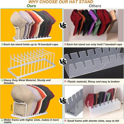 Hat Organizer for Baseball Caps, 2 Pack Space Saving Stand Holds 20 Caps, No Install Holder