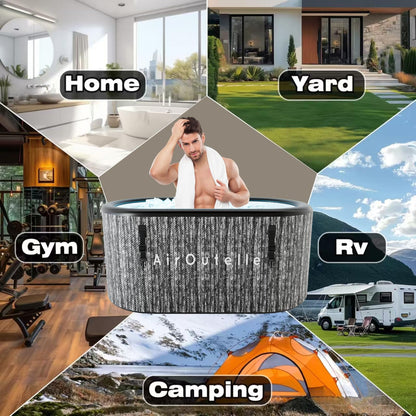 AirOutelle Inflatable Cold Plunge Tub, 216 - Gallon Large Ice Tub for Recovery, Durable & Portable with Water Chiller Compatibility, Gym and Training Use (Grey)