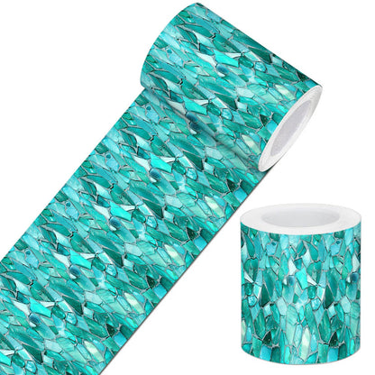 IVN Wallpaper Border Peel and Stick Wall Mosaic Glass Decorative Wall Trim Self Adhesive Border for Walls Mirror Frame Accent Strip for Bedroom Kitchen LivingRoom 4x196 Inch