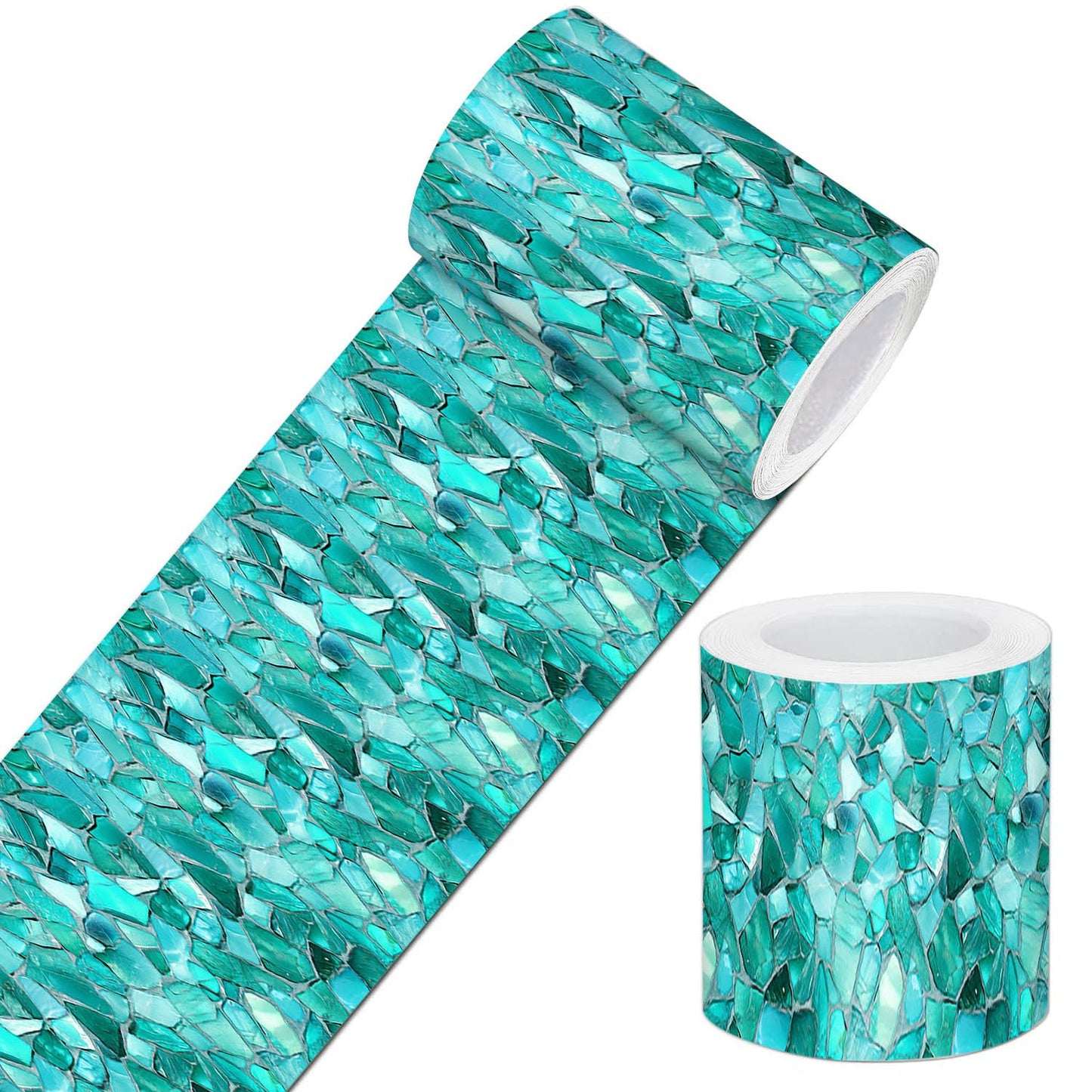 IVN Wallpaper Border Peel and Stick Wall Mosaic Glass Decorative Wall Trim Self Adhesive Border for Walls Mirror Frame Accent Strip for Bedroom Kitchen LivingRoom 4x196 Inch