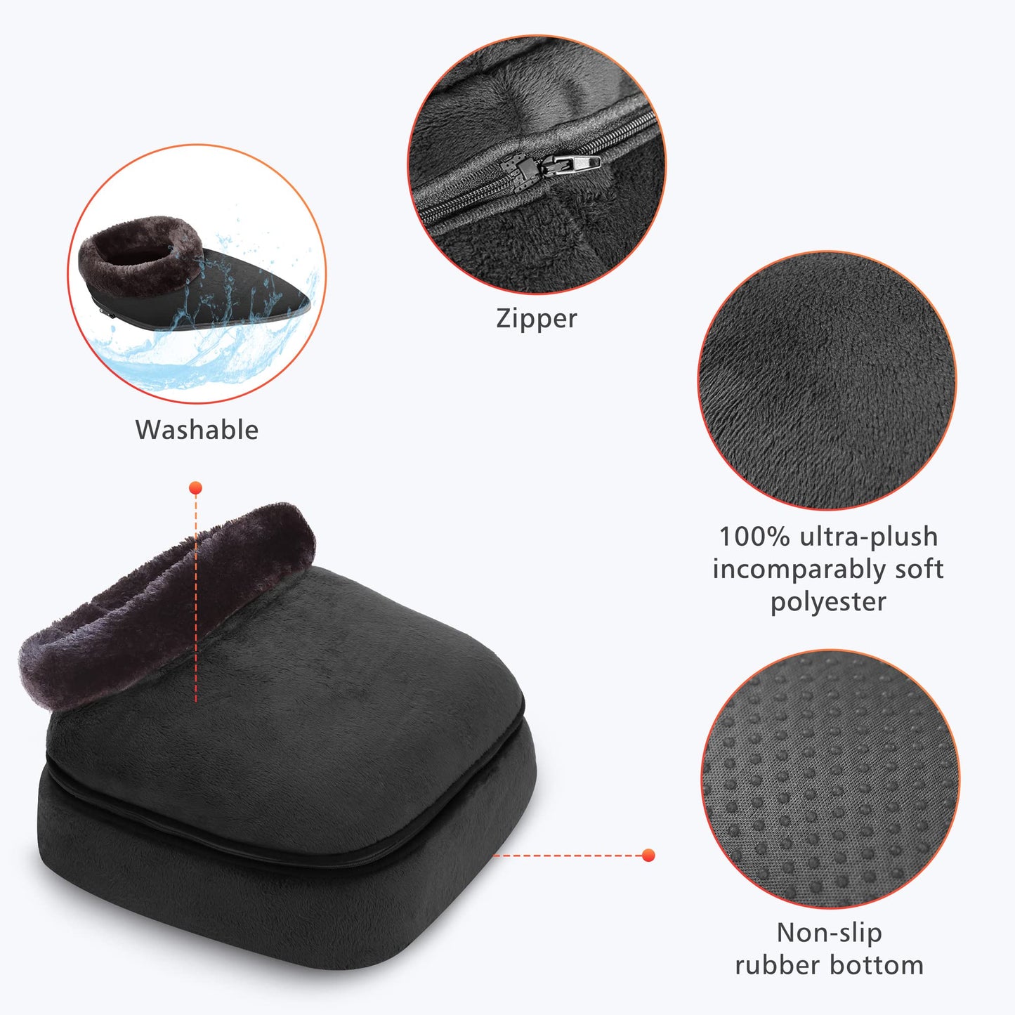 COMFIER Foot Massager with Heat, Electric Foot Warmer,Gifts for Women,Men, Shiatsu Feet Massager Machine for Plantar Fasciitis,Neuropathy, 2-in-1 Foot & Back Massager, Foot Heater