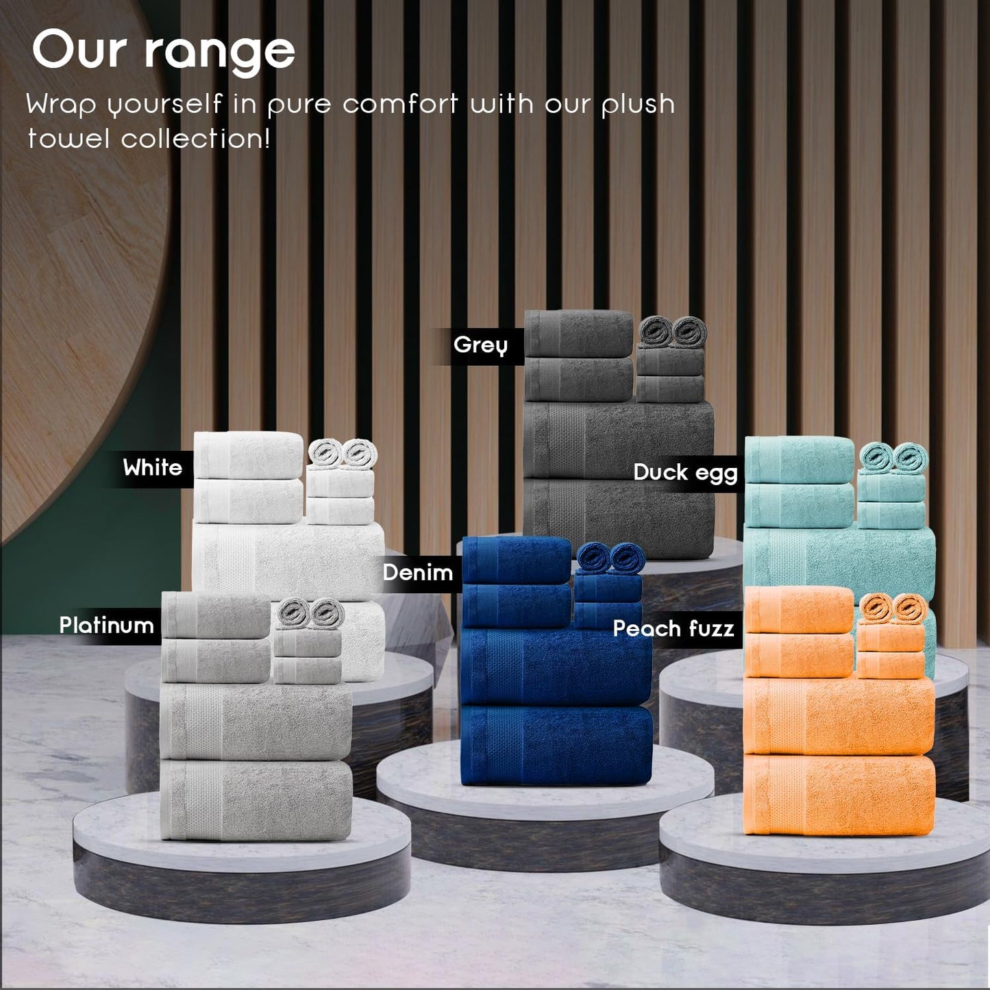 Ariv 8-Piece Towel Set, 2 Ply Ultra Luxury, 100% Combed Cotton, Large Towels for Home, Hotel, Gym, Spa - White