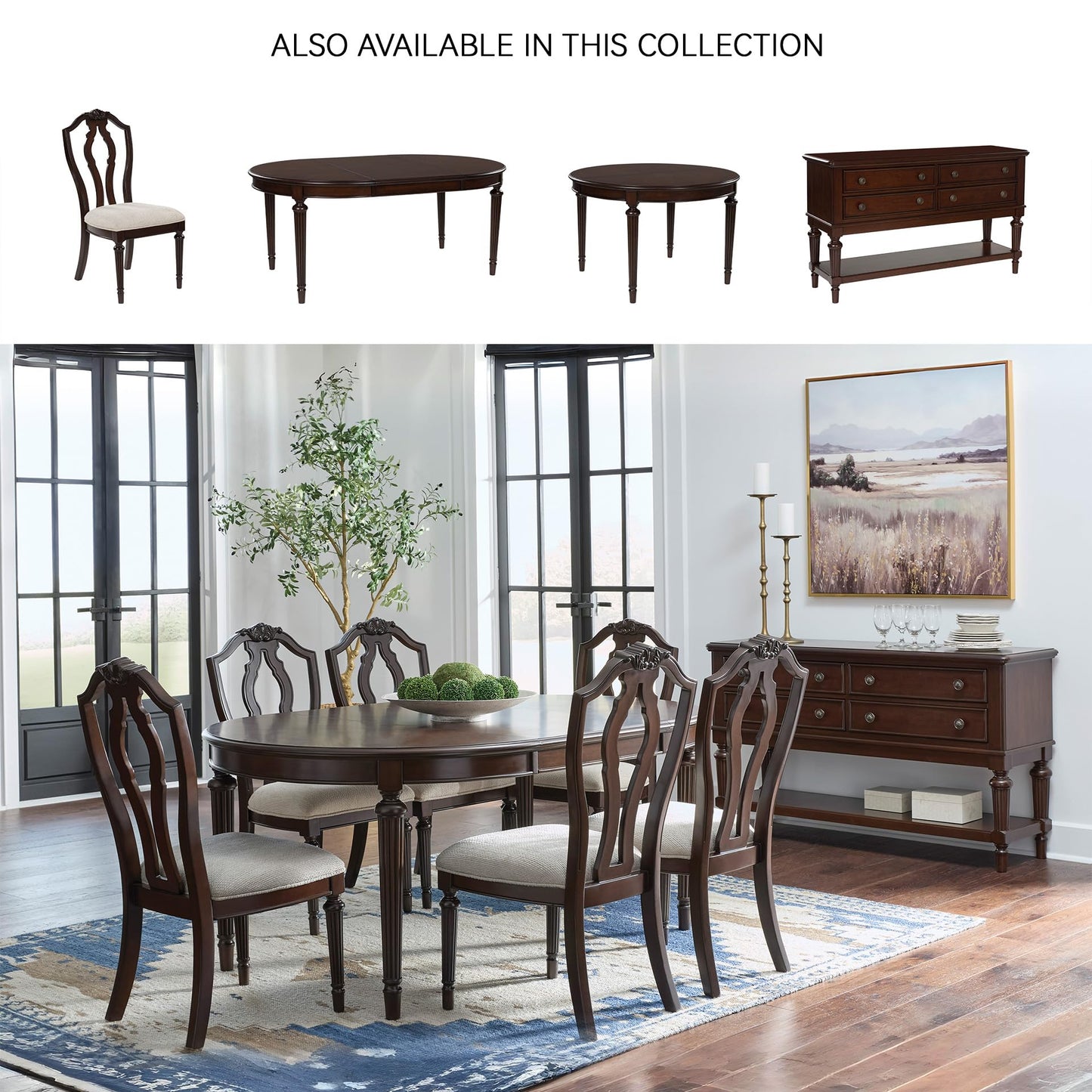Signature Design by Ashley Lavinton Classic 4-Drawer Dining Server with Open Shelf, Dark Brown