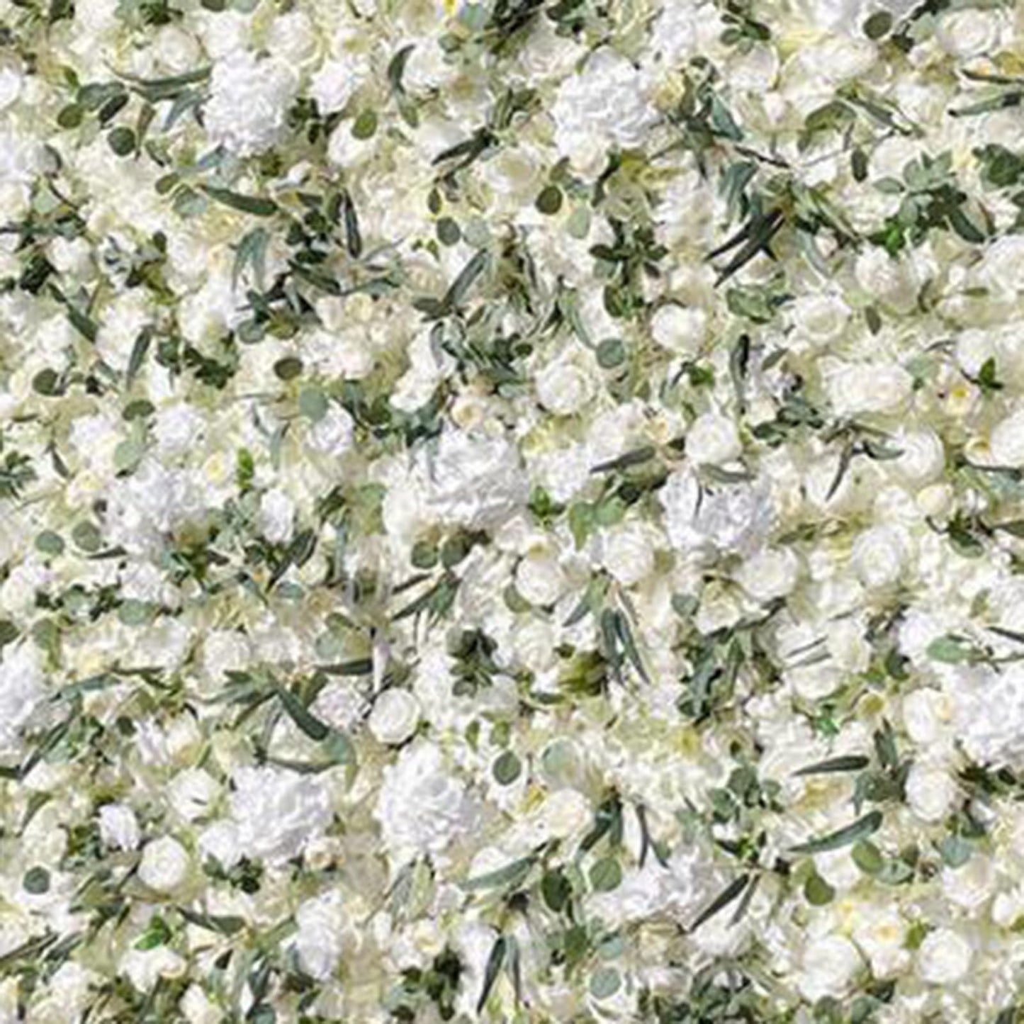 JIIPOREGJ Handmade Romantic Eucalyptus and White Flowers Wall Large Artificial Flower Wall Backdrop Panels,Rose Wedding Backdrop 3D Floral Wall Fabric Flower Wall for Pa,One Color,1m*1m/3.28 * 3.28FT
