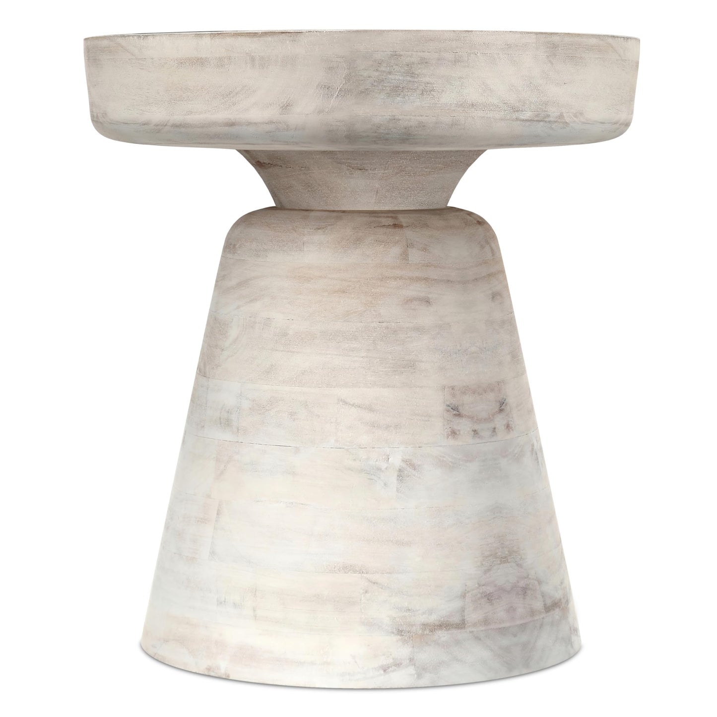 SIMPLIHOME Robbie Accent Table - 16 inch Wide Solid Mango Wood End Table in Distressed White Wash, Boho Contemporary Rustic Side Table for Living Room or Bedroom with Multipurpose Function, Assembled