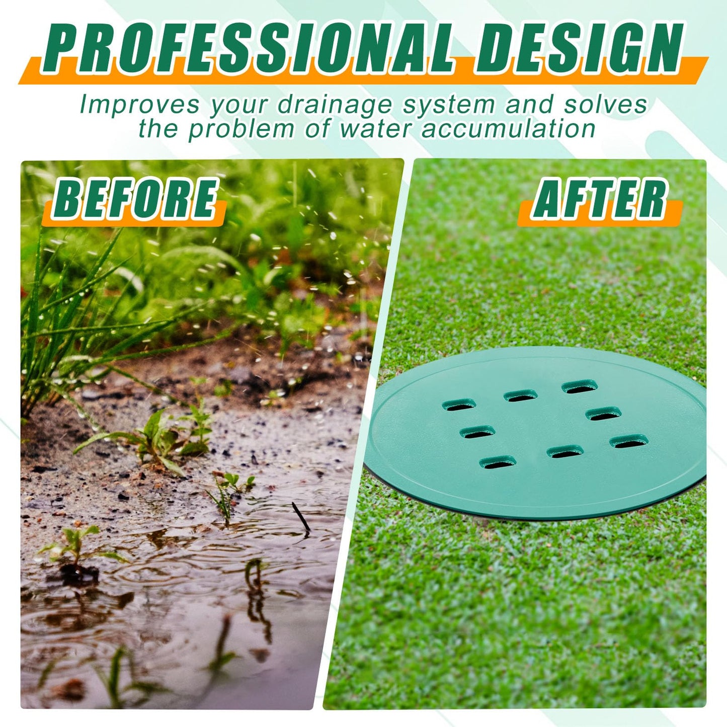 Kritkin Catch Basin with Grate 14.9 x 12.4 Inch Round Large Catch Basin for Drainage with Debris Basket French Drain Without Reserved Hole for Yard, Downspout, Lawn, Municipal Pipeline