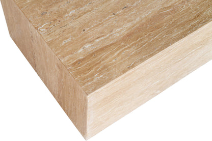 Meridian Furniture 251Travertine-CT Bolzano Collection Art Deco Coffee Table with Handcrafted Genuine Marble, 48" W x 24" D x 15" H, Beige