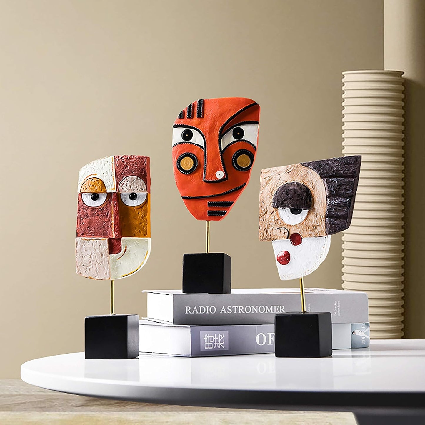 HCCMLOVE Smile - Handcrafted Statues Resin Abstract Sculpture for Home Decor Modern,African Art Tribal Figurines