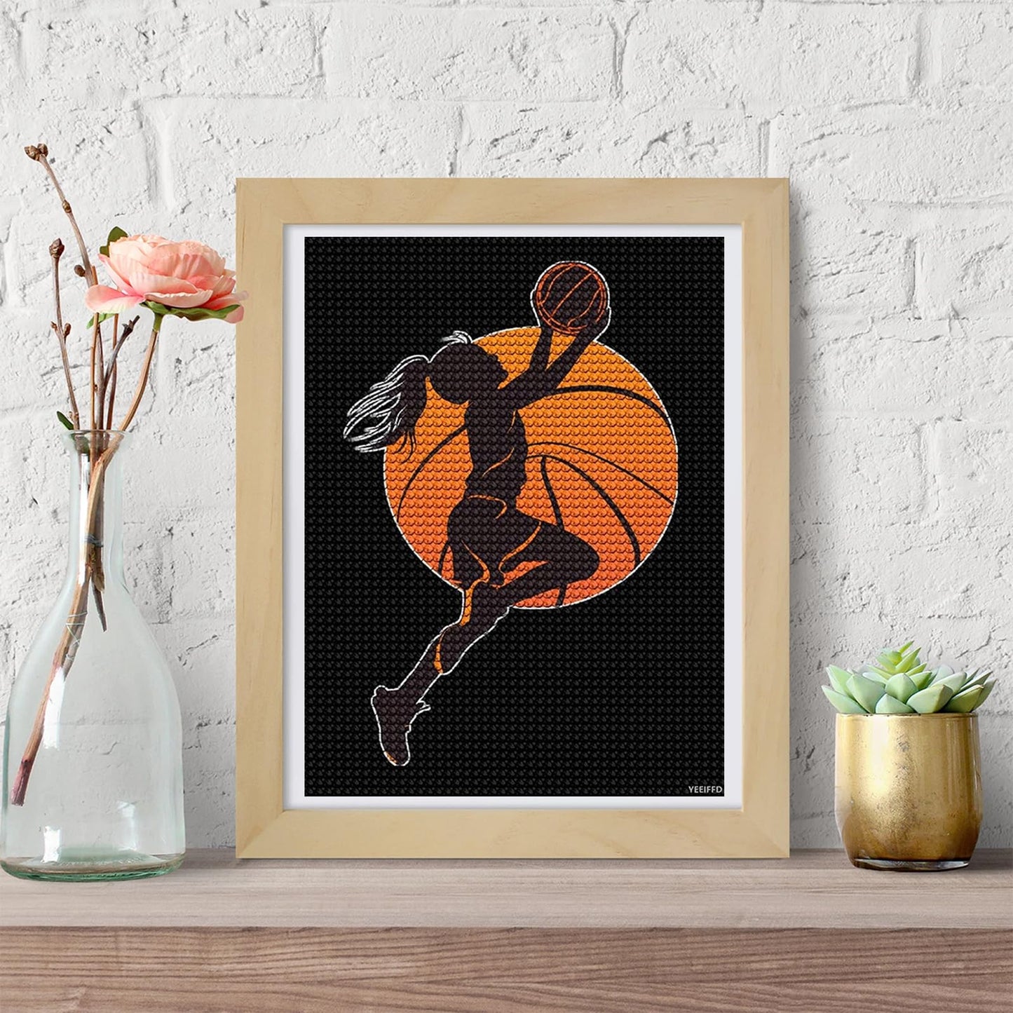 YEEIFFD Basketball Woman Adults Diamond Painting Pictures DIY Art Crafts Kits for Home Wall Decoration 12x16 Inch