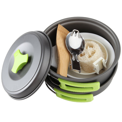 MalloMe Camping Cookware Mess Kit for Backpacking Gear – Camping Cooking Set - Backpack Camping Pot and Pans Set - Portable Camping Stove and Backpacking Stove Compatible - Camp Accessories Equipment