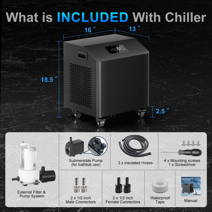 1HP Ice Bath Chiller & Cold Plunge Tub Kit, Cold Plunge Chiller with External Pump & Filter, 216 Gal Oval Ice Bath Tub, XXL Cold Plunge Tub with Water Chiller for Cold Therapy Recovery